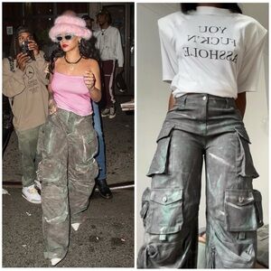 The Attico Fern Cargo Pants in Stained Green Camouflage